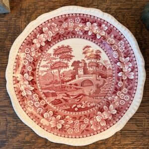 Vintage Copeland Spode Spode's Tower Plate Red Transferware Scenic England